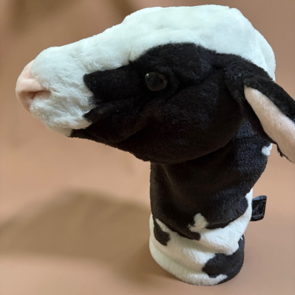 Cow Driver Headcover Black White Plush Animal Golf Club Cover Noahs Golf Kingdom
